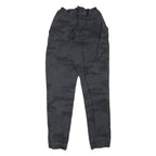 Mens Cotton Blend Black Camouflage Slim Tapered Trousers W24 L30 Casual Stylish