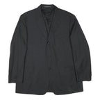 CERRUTI Mens Black Wool Classic Jacket L Woven Button Formal Blazer