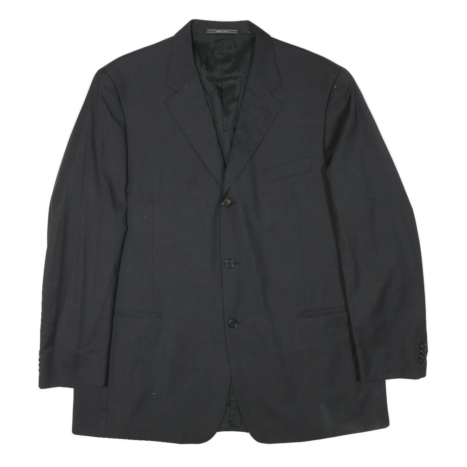 CERRUTI Mens Black Wool Classic Jacket L Woven Button Formal Blazer
