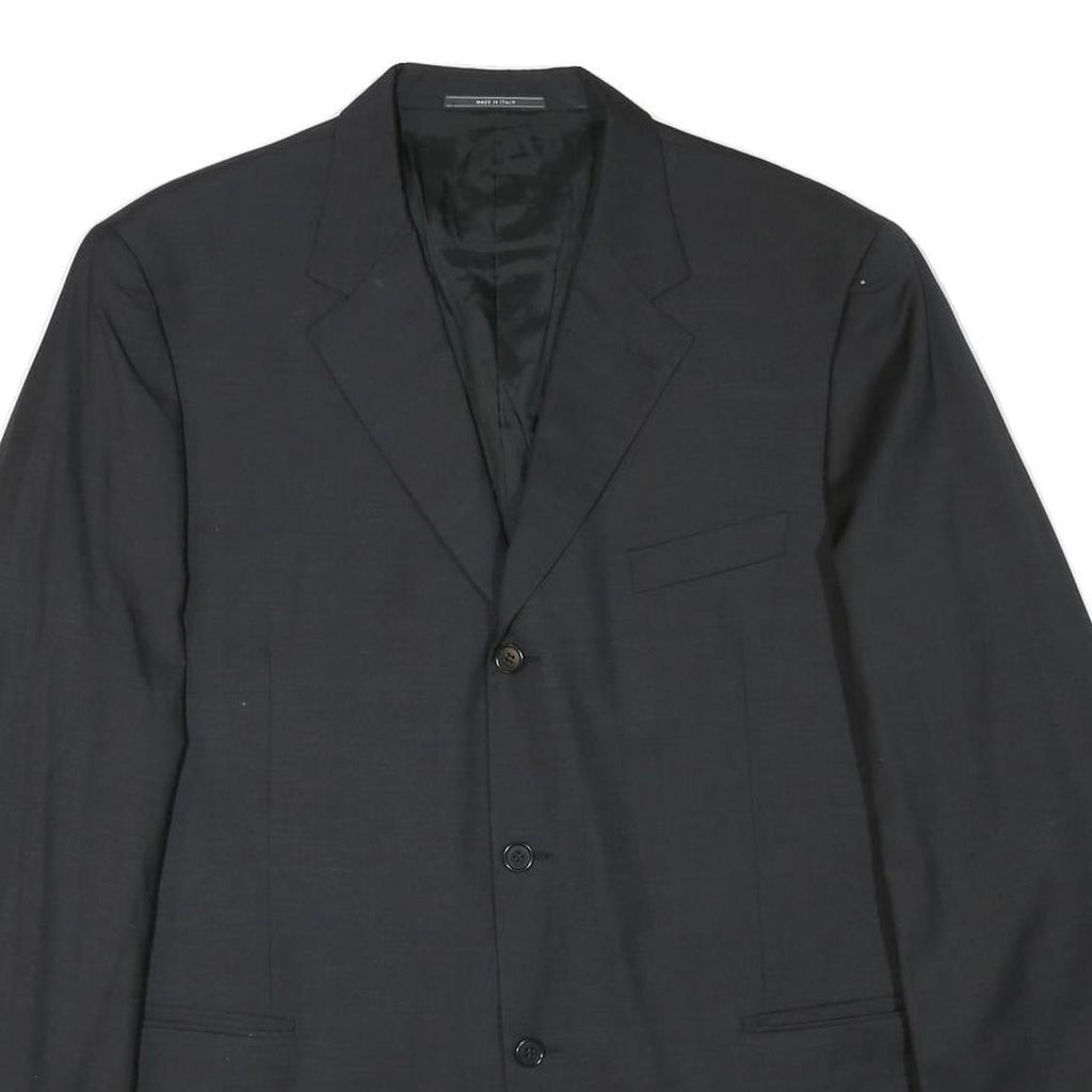 CERRUTI Mens Black Wool Classic Jacket L Woven Button Formal Blazer