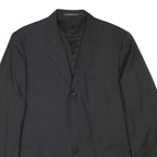 CERRUTI Mens Black Wool Classic Jacket L Woven Button Formal Blazer