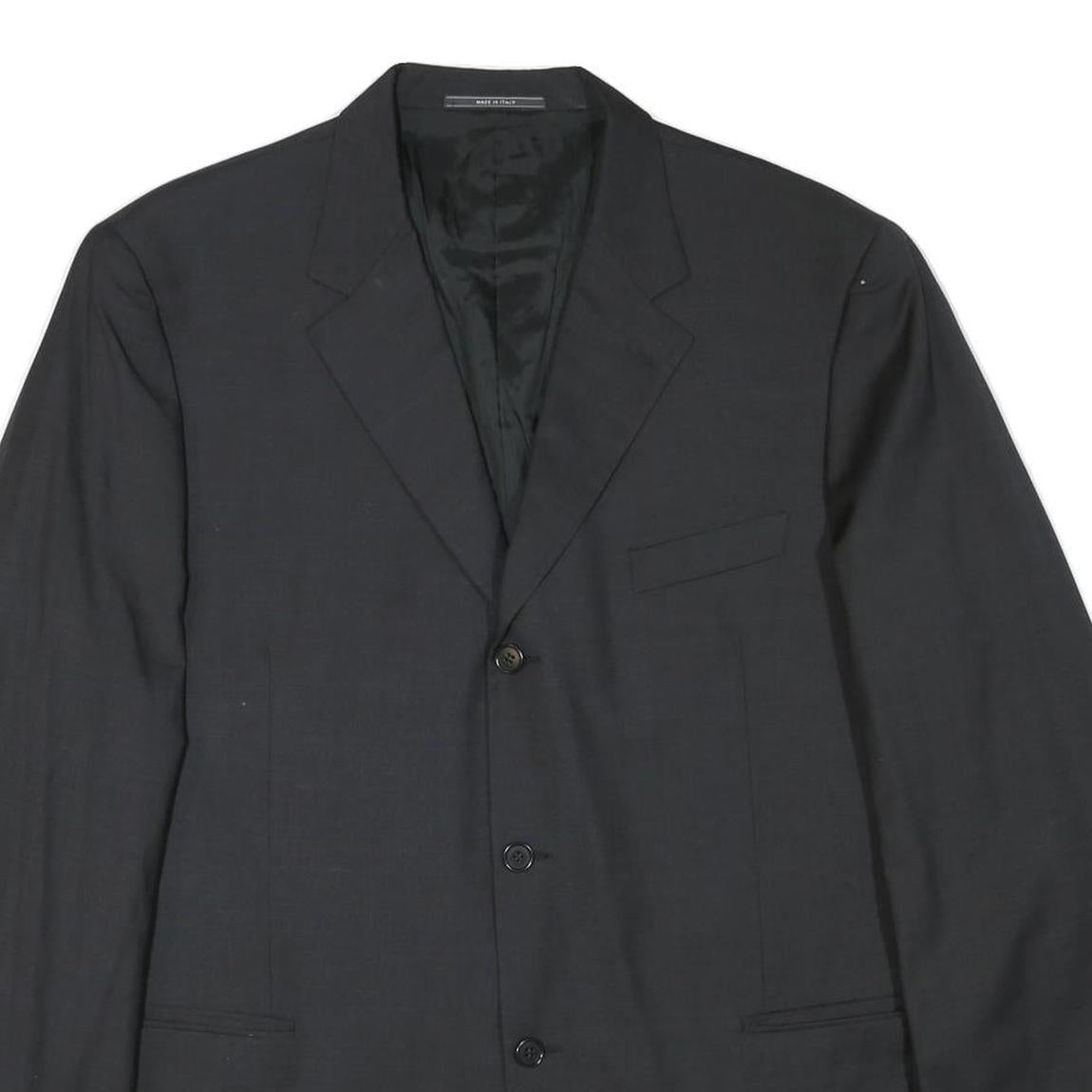 CERRUTI Mens Black Wool Classic Jacket L Woven Button Formal Blazer