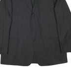 CERRUTI Mens Black Wool Classic Jacket L Woven Button Formal Blazer