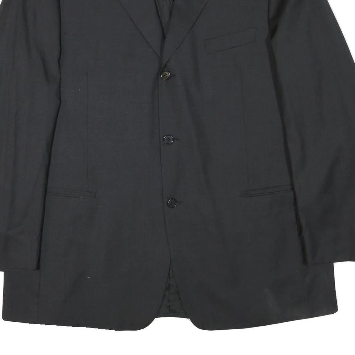 CERRUTI Mens Black Wool Classic Jacket L Woven Button Formal Blazer