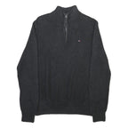 NAUTICA Mens Black Patterned Pullover Quarter Zip Cotton Blend Jumper M