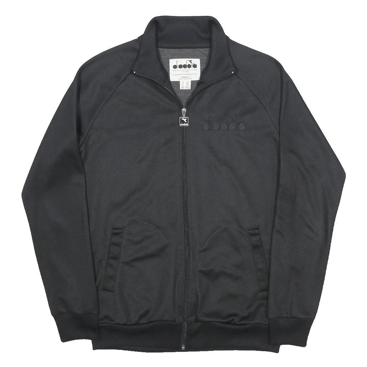 DIADORA Mens Black Athletic Zip Jacket XS Polyester Sportswear Track Top