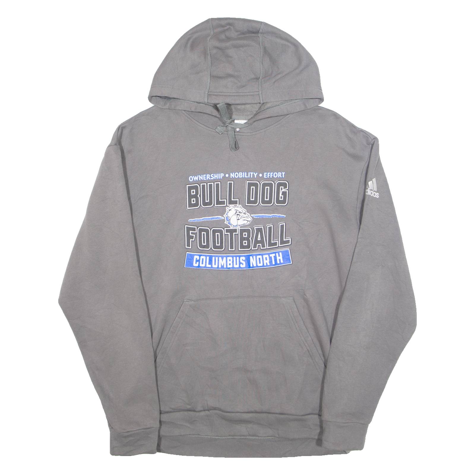 ADIDAS Bulldog Football Columbus North Mens Grey Hoodie USA M