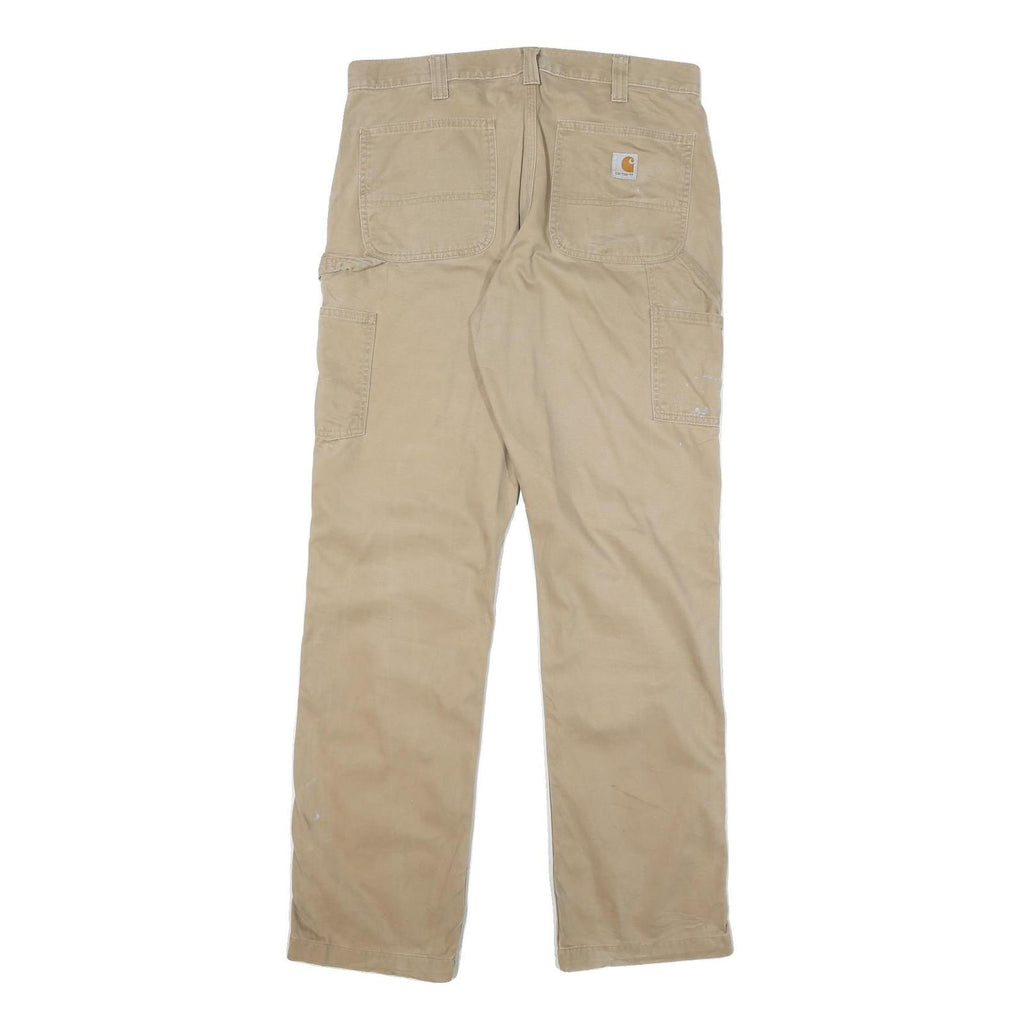 CARHARTT Mens Cotton Blend Beige Regular Fit Straight Leg Trousers W34 L33