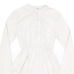 WOOLRICH Womens White Cotton Blend Day Dress Plain Long Sleeve M Button Detail