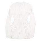 WOOLRICH Womens White Cotton Blend Day Dress Plain Long Sleeve M Button Detail