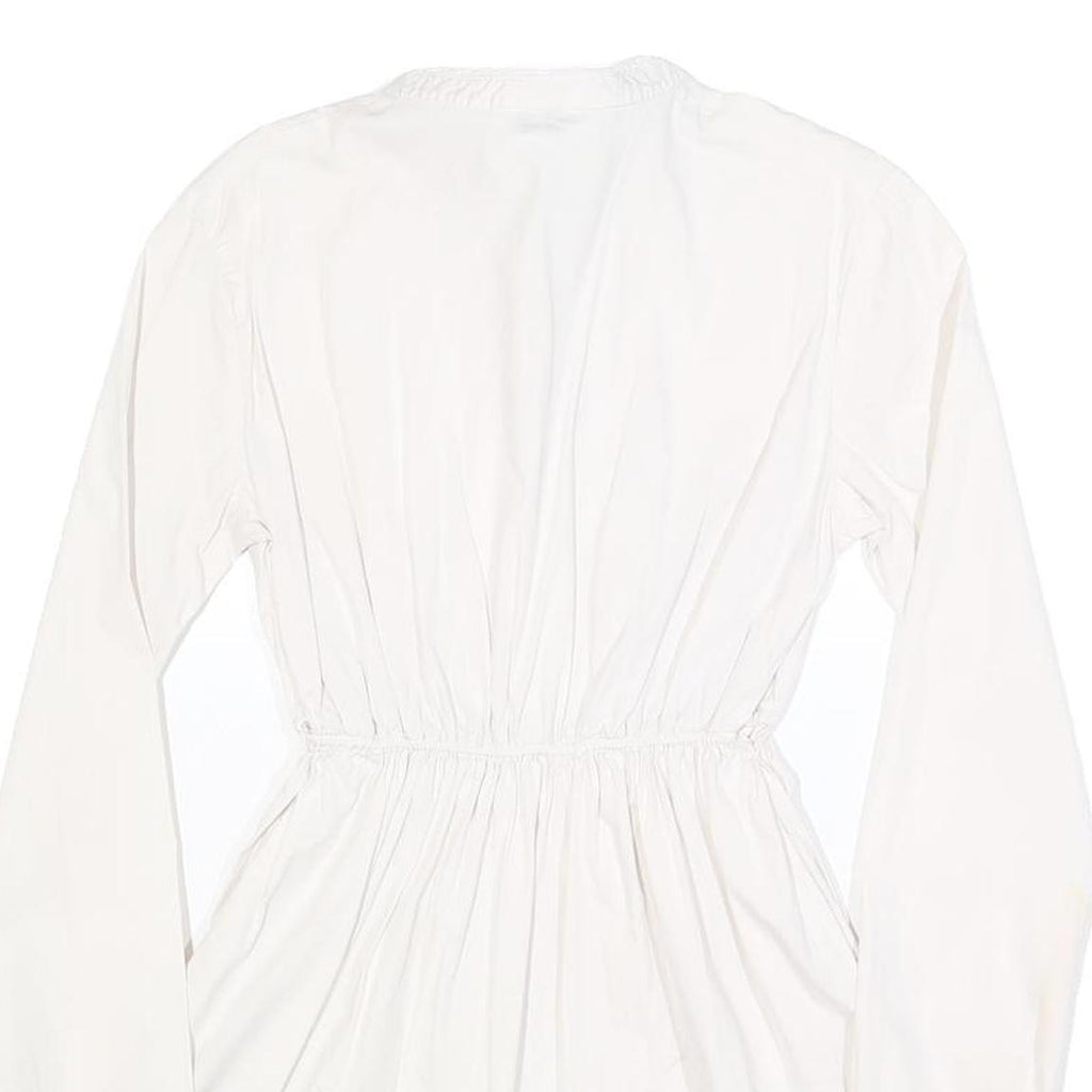 WOOLRICH Womens White Cotton Blend Day Dress Plain Long Sleeve M Button Detail