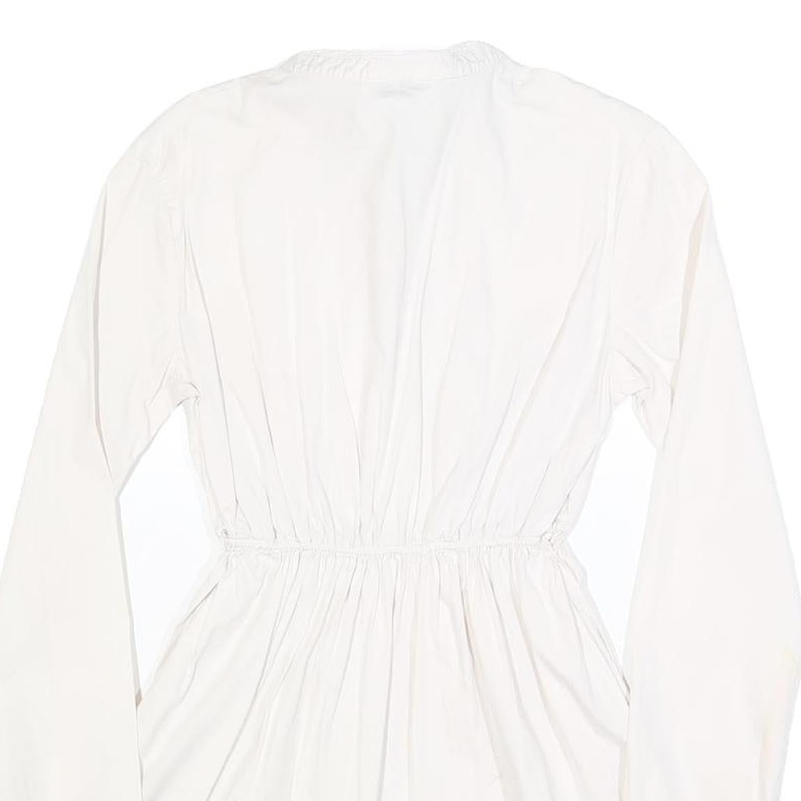 WOOLRICH Womens White Cotton Blend Day Dress Plain Long Sleeve M Button Detail