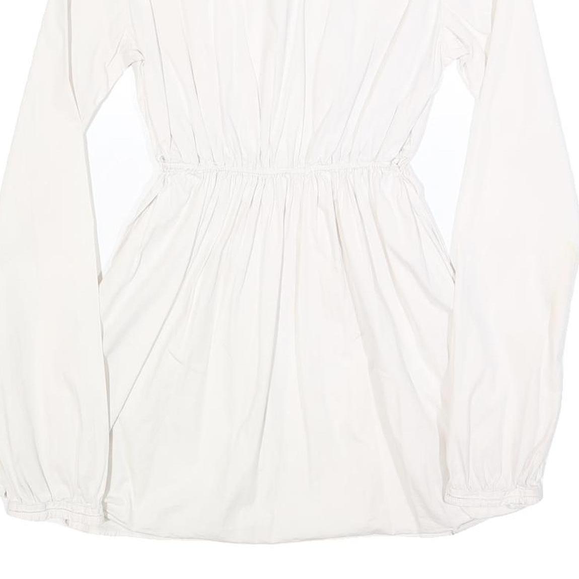 WOOLRICH Womens White Cotton Blend Day Dress Plain Long Sleeve M Button Detail