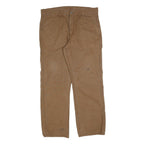 DICKIES Mens Cotton Blend Brown Regular Straight Trousers W36 L32 Workwear Zip