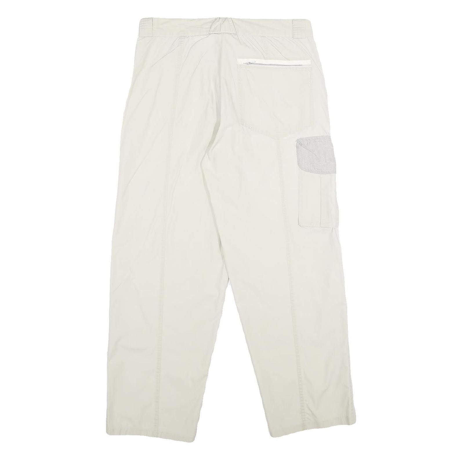 BISON EQUIPMENT Mens White Beige Regular Fit Straight Leg Trousers W32 L30
