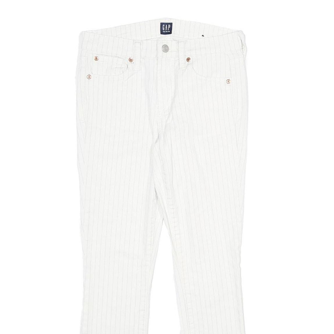 GAP Womens Jeans White Slim Skinny Denim Cotton Blend W24 L28 Pinstripe Zip