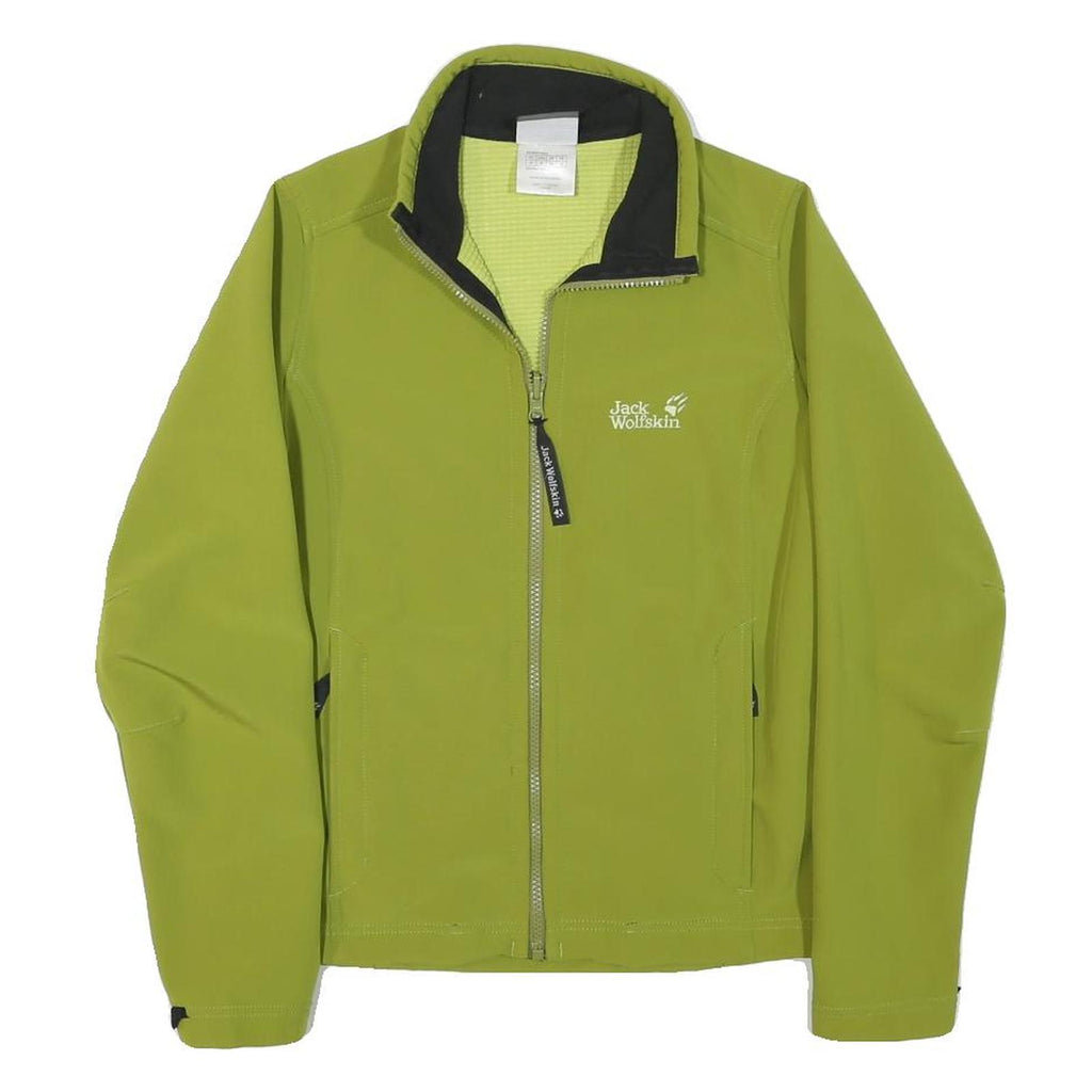 JACK WOLFSKIN Womens Green Outdoor Jacket UK 8 Polyester Blend Zip Softshell