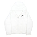 NIKE Womens White Hooded Zip Jacket L Polyester Blend Plain Lightweight Sports