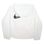NIKE Womens White Hooded Zip Jacket L Polyester Blend Plain Lightweight Sports