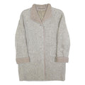 Womens Grey Plain Button Jacket M Woven Classic Long Sleeve Notched Collar