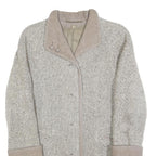 Womens Grey Plain Button Jacket M Woven Classic Long Sleeve Notched Collar