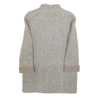 Womens Grey Plain Button Jacket M Woven Classic Long Sleeve Notched Collar