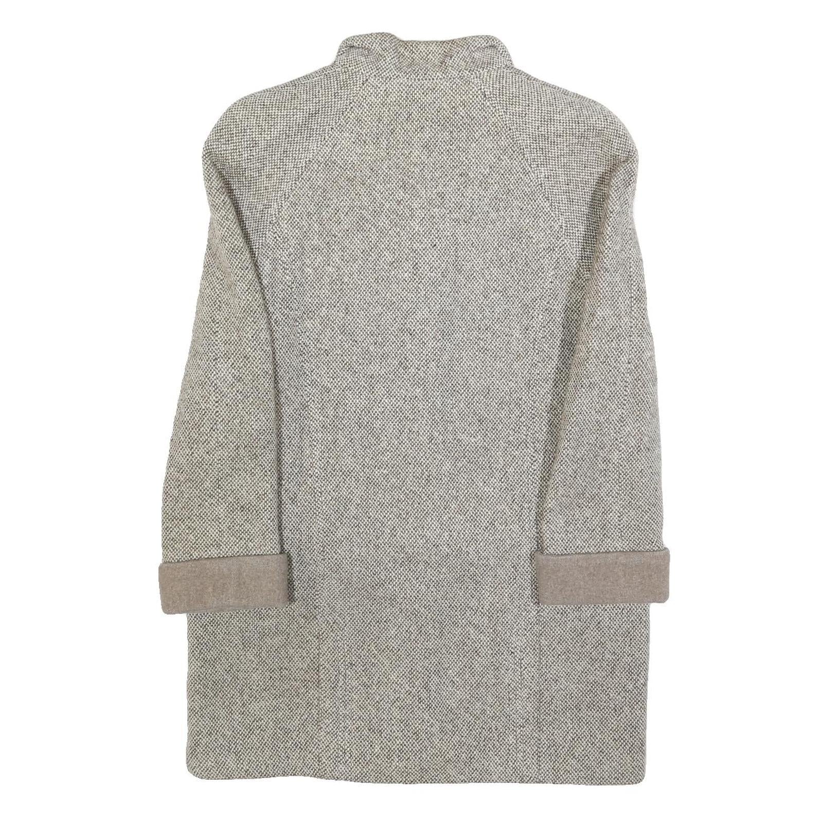 Womens Grey Plain Button Jacket M Woven Classic Long Sleeve Notched Collar