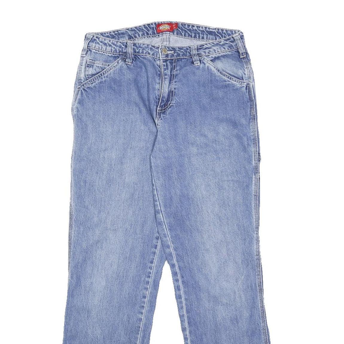 DICKIES Womens Jeans Blue Regular Straight Denim Light W28 L30 Workwear Pockets