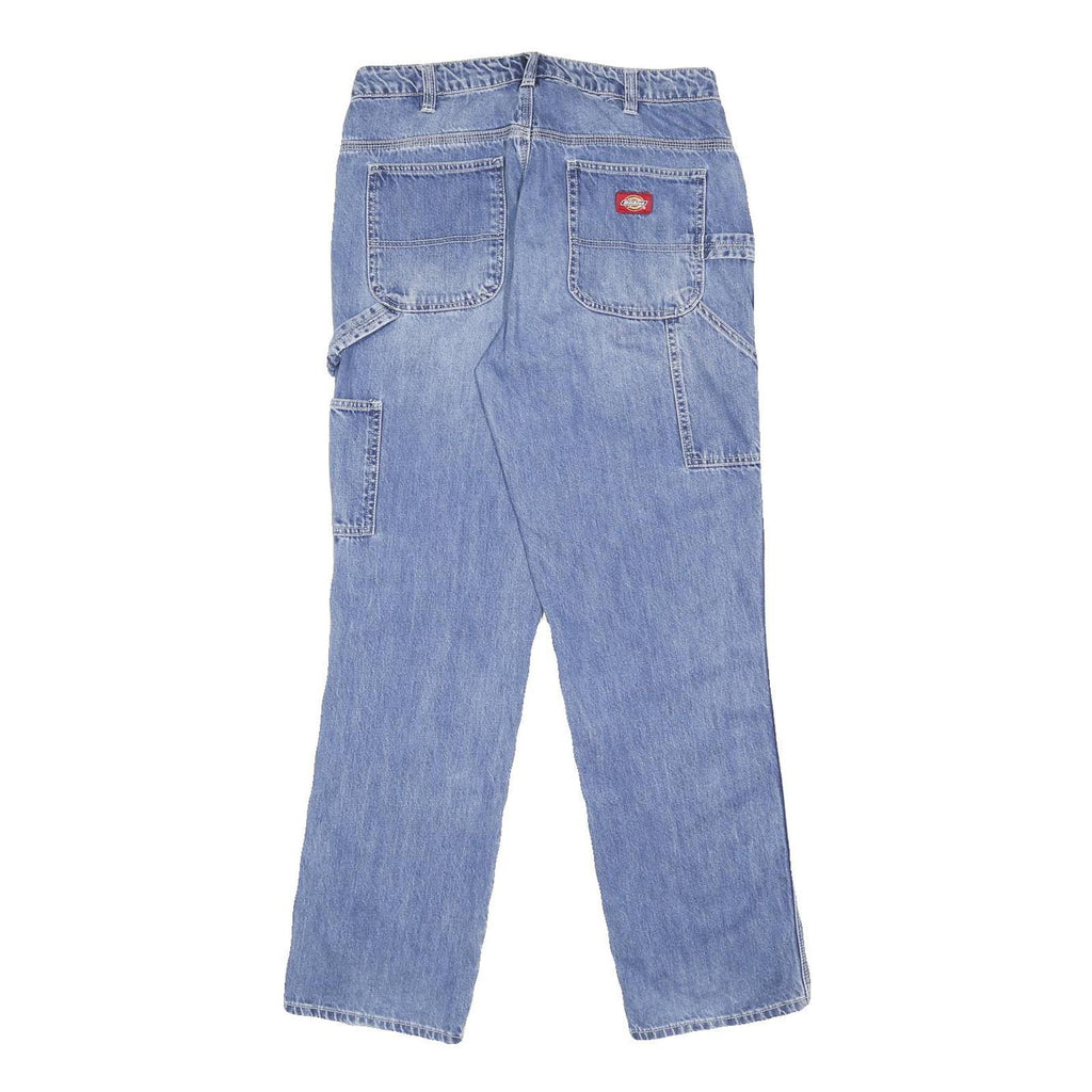 DICKIES Womens Jeans Blue Regular Straight Denim Light W28 L30 Workwear Pockets