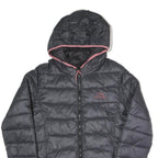 KAPPA Womens Black & Pink Hooded Puffer Jacket M Polyester Blend Zip Casual
