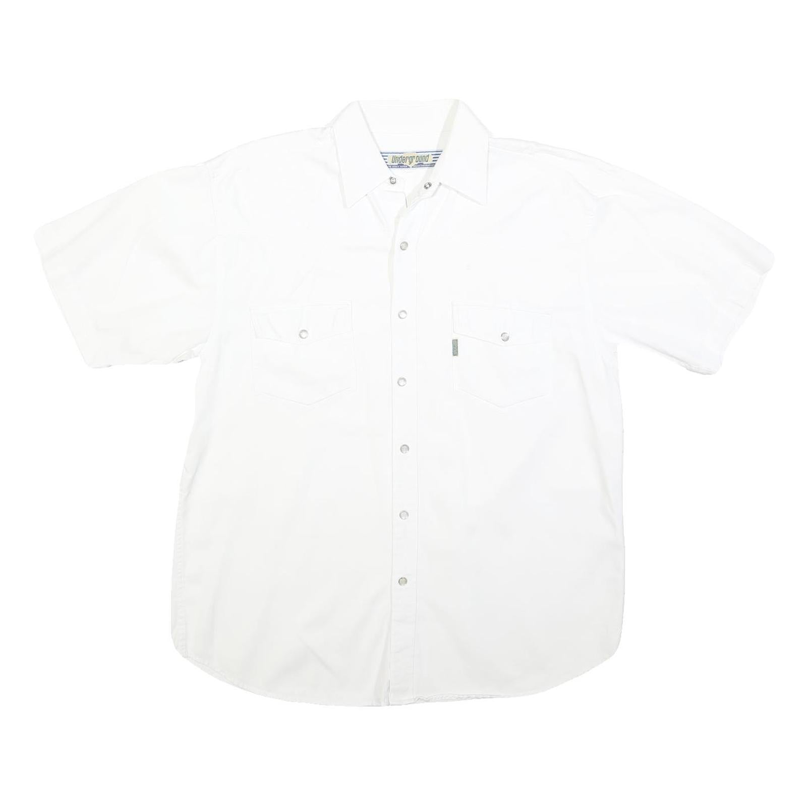 UNDERGROUND Mens White Cotton Blend Short Sleeve Shirt L Casual Workwear