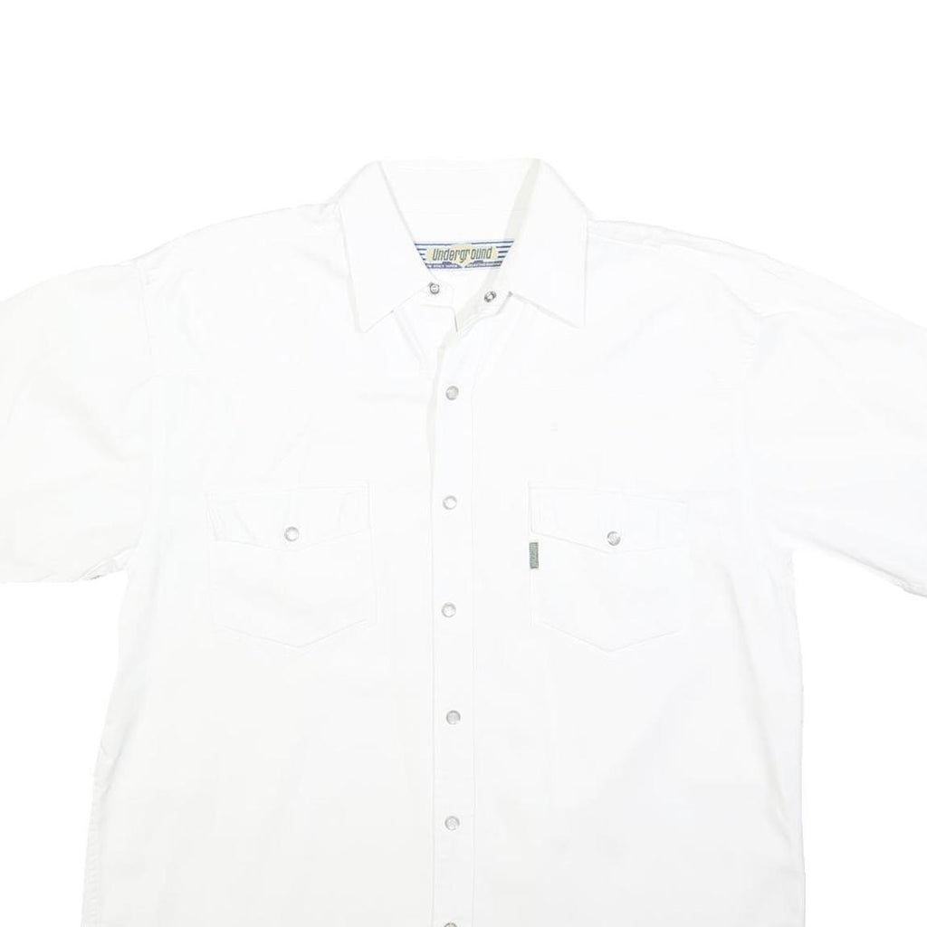 UNDERGROUND Mens White Cotton Blend Short Sleeve Shirt L Casual Workwear