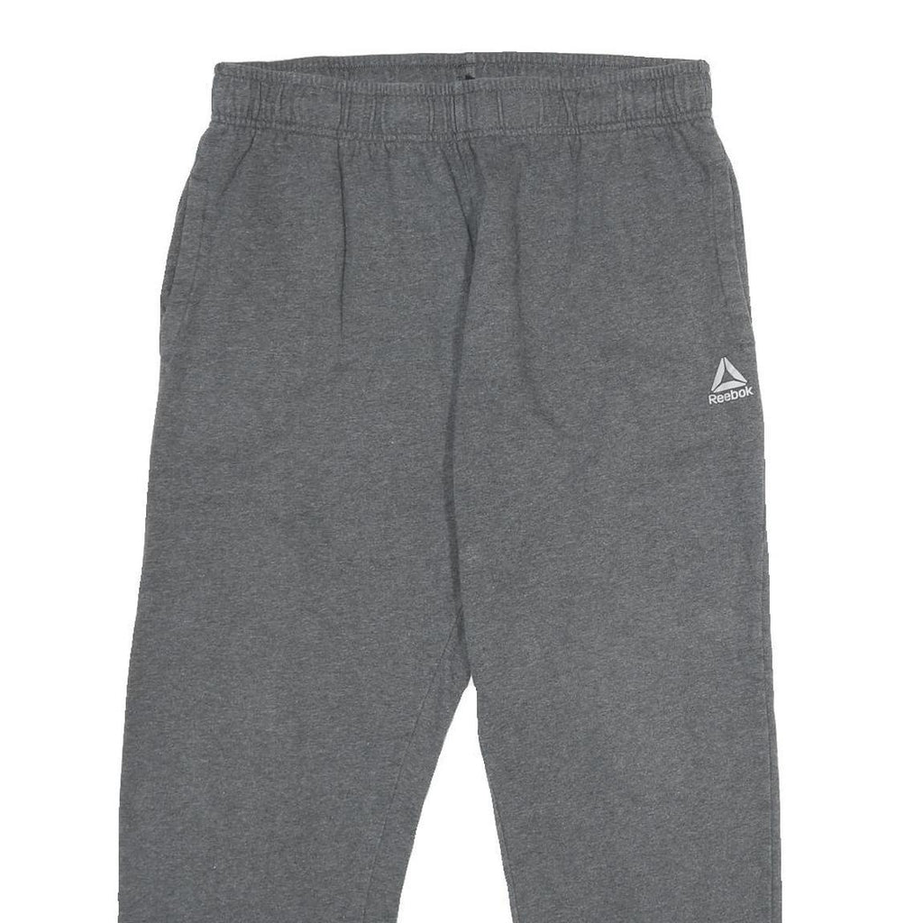 REEBOK Mens Joggers Grey L W32 L28 Cotton Blend Regular Tapered Fit Casual