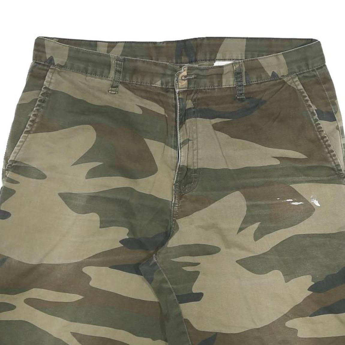 DICKIES Mens Shorts Green & Brown Camouflage XL W34 Cotton Blend Casual