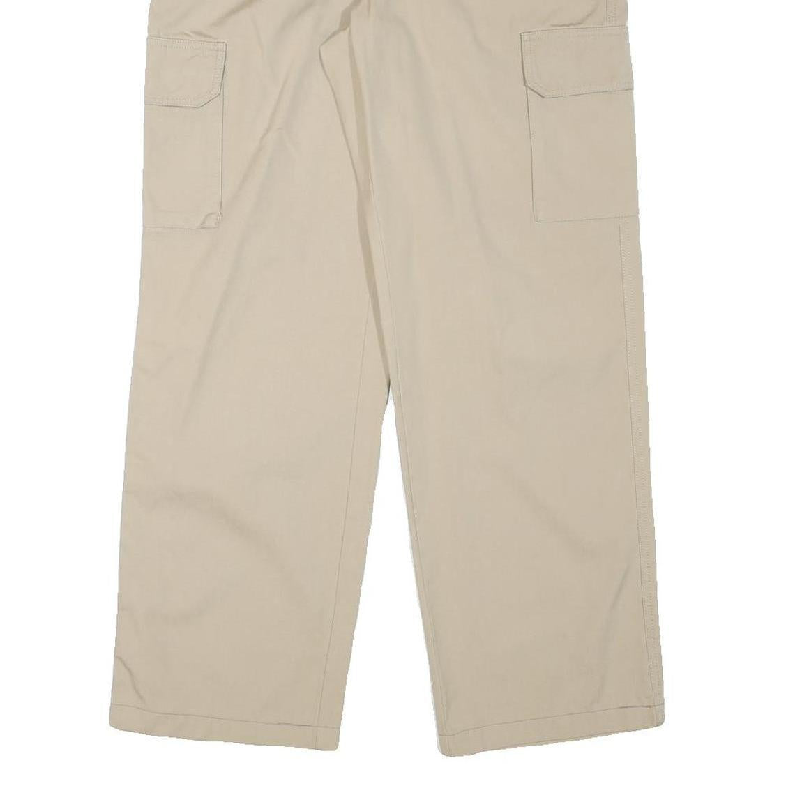 SEA BARRIER Mens Relaxed Beige Cotton Blend Zip Cargo Trousers W33 L30