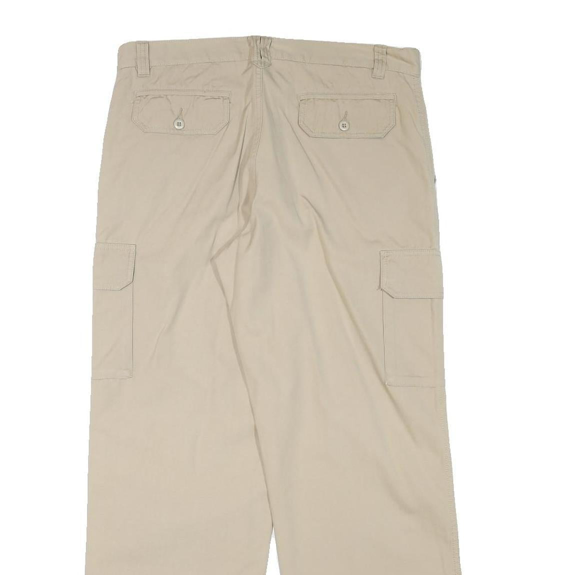 SEA BARRIER Mens Relaxed Beige Cotton Blend Zip Cargo Trousers W33 L30