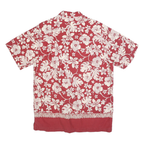 CHAPS RALPH LAUREN Mens Red & Cream Floral Hawaiian Shirt S Cotton Casual Short