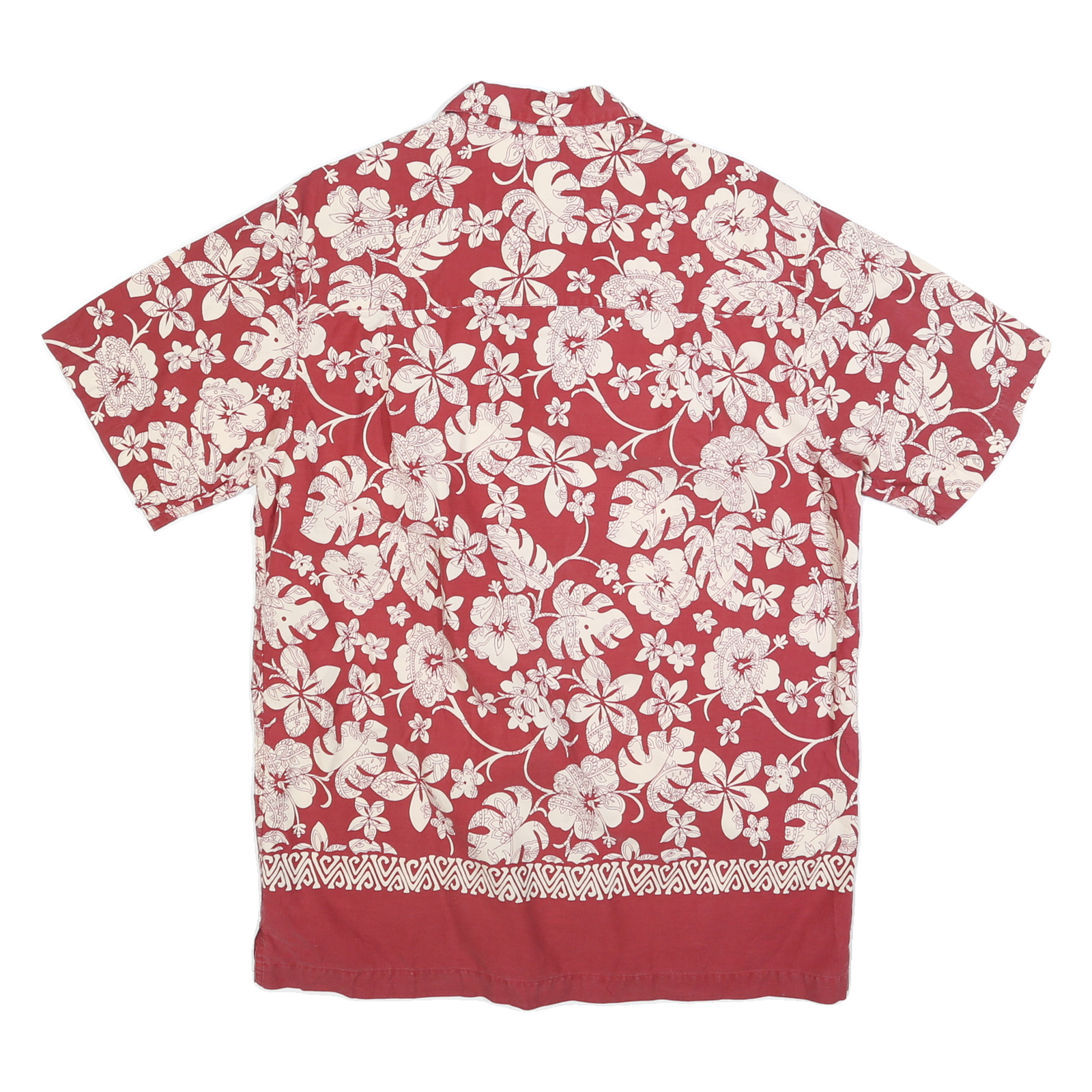 CHAPS RALPH LAUREN Mens Red & Cream Floral Hawaiian Shirt S Cotton Casual Short