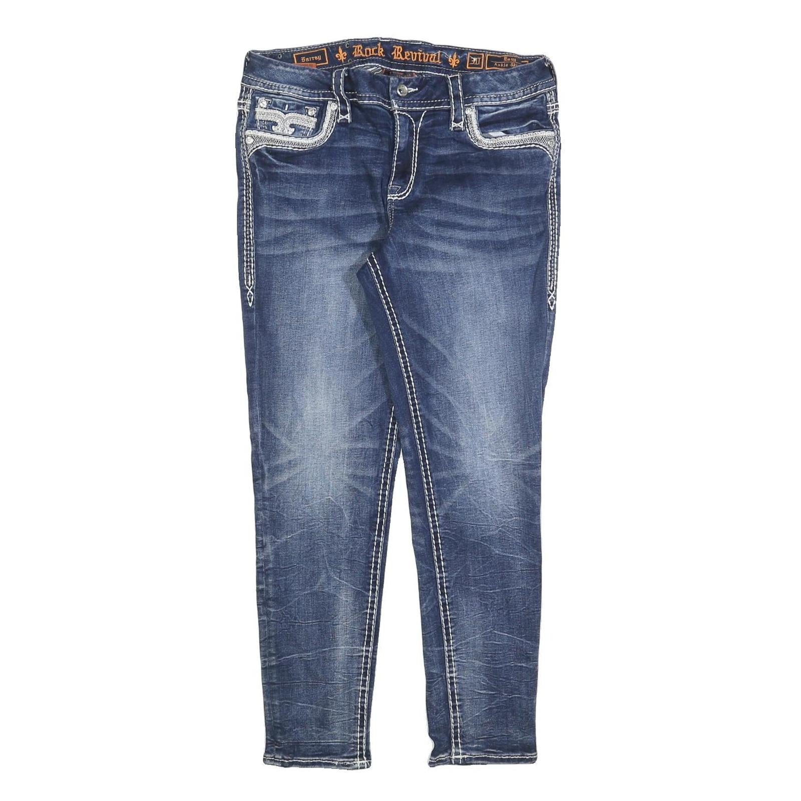 ROCK REVIVAL Womens Jeans Blue Slim Skinny Denim Medium W30 L27 Embroidered
