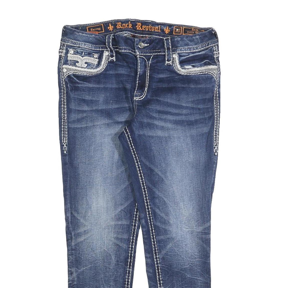 ROCK REVIVAL Womens Jeans Blue Slim Skinny Denim Medium W30 L27 Embroidered