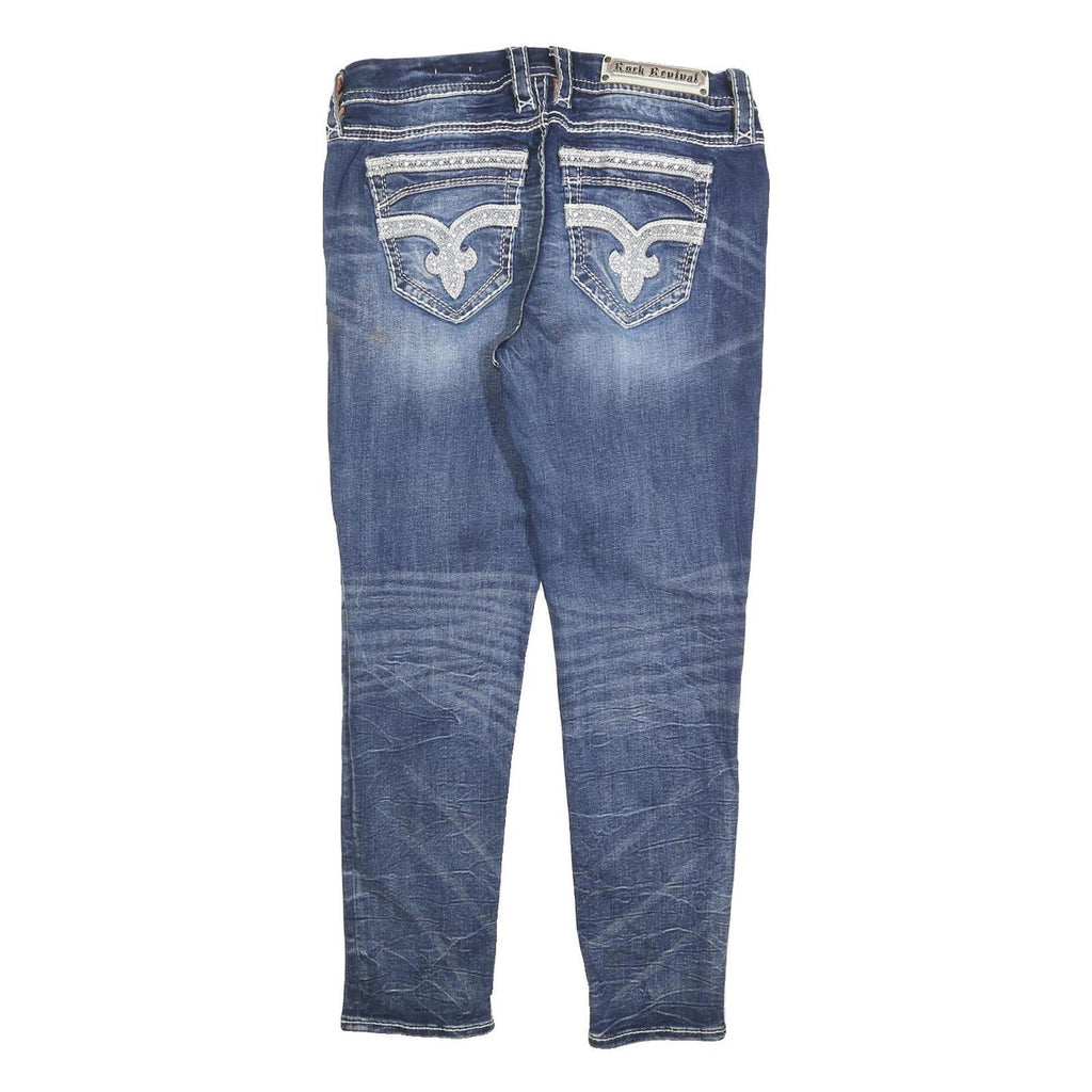 ROCK REVIVAL Womens Jeans Blue Slim Skinny Denim Medium W30 L27 Embroidered