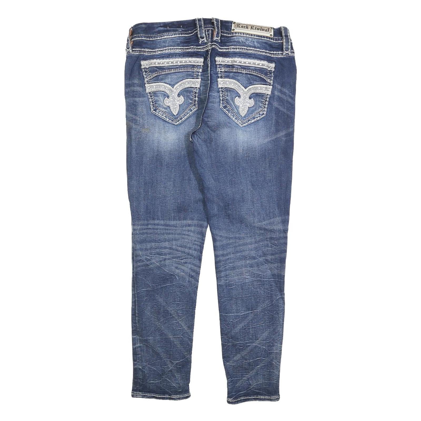 ROCK REVIVAL Womens Jeans Blue Slim Skinny Denim Medium W30 L27 Embroidered