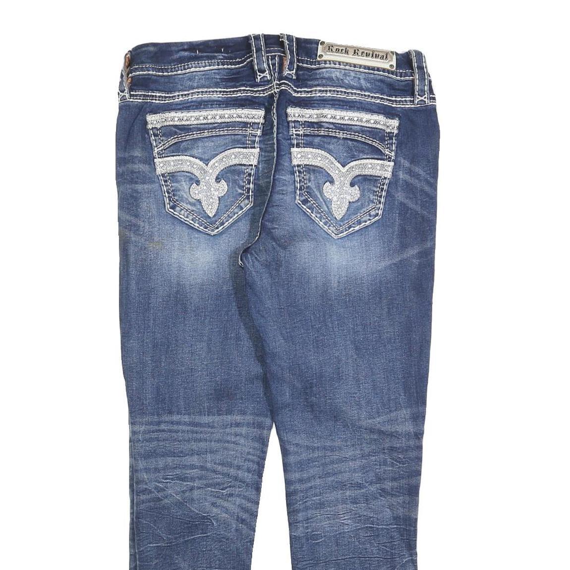 ROCK REVIVAL Womens Jeans Blue Slim Skinny Denim Medium W30 L27 Embroidered
