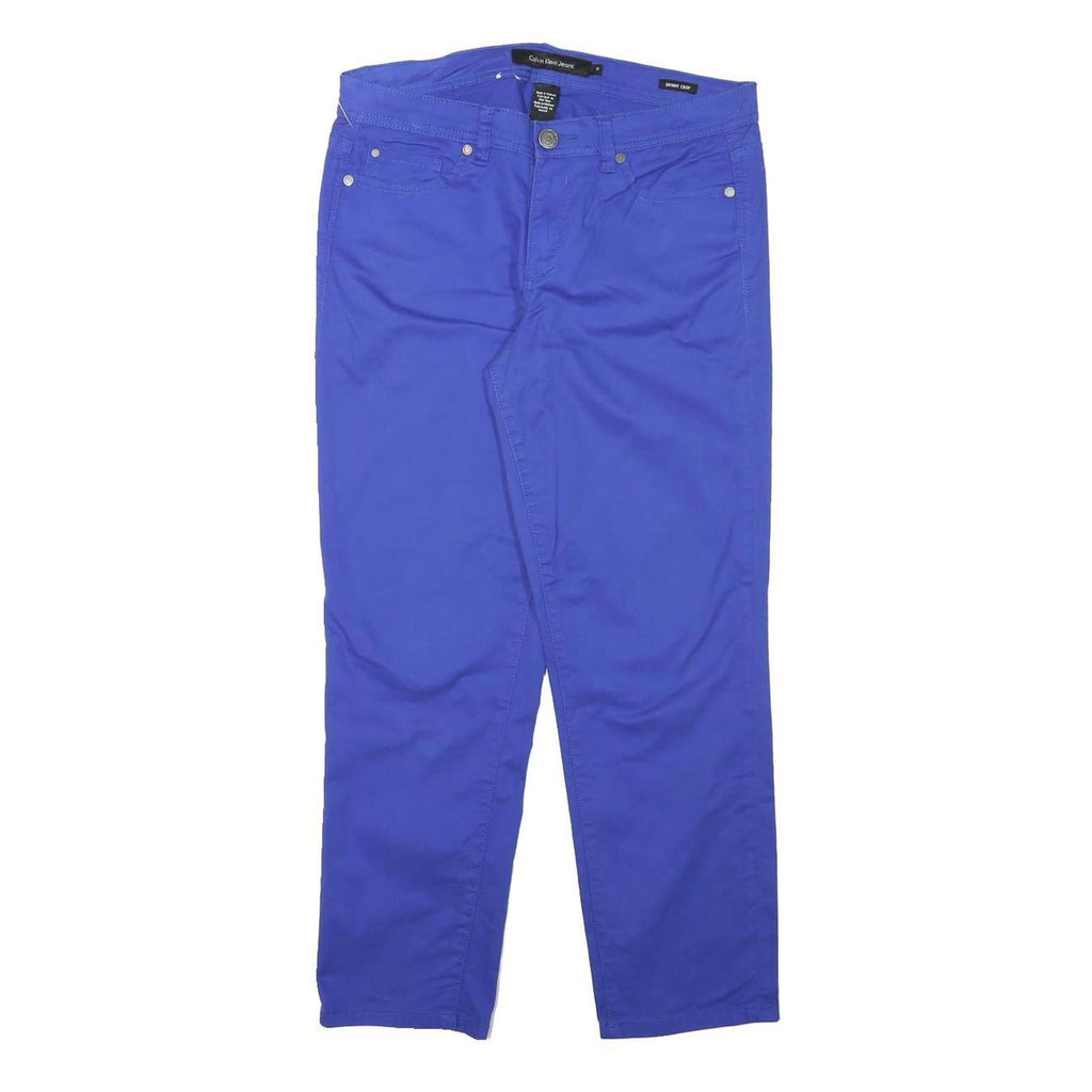 CALVIN KLEIN Womens Cotton Blend Blue Slim Slim Leg Trousers W30 L26 Casual