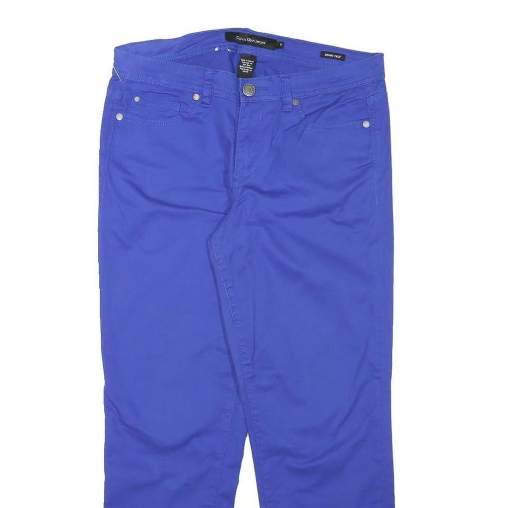 CALVIN KLEIN Womens Cotton Blend Blue Slim Slim Leg Trousers W30 L26 Casual