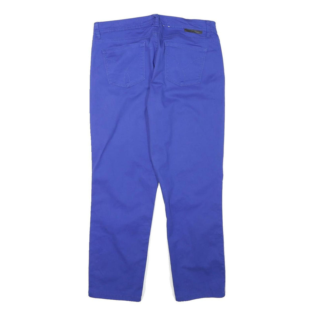CALVIN KLEIN Womens Cotton Blend Blue Slim Slim Leg Trousers W30 L26 Casual