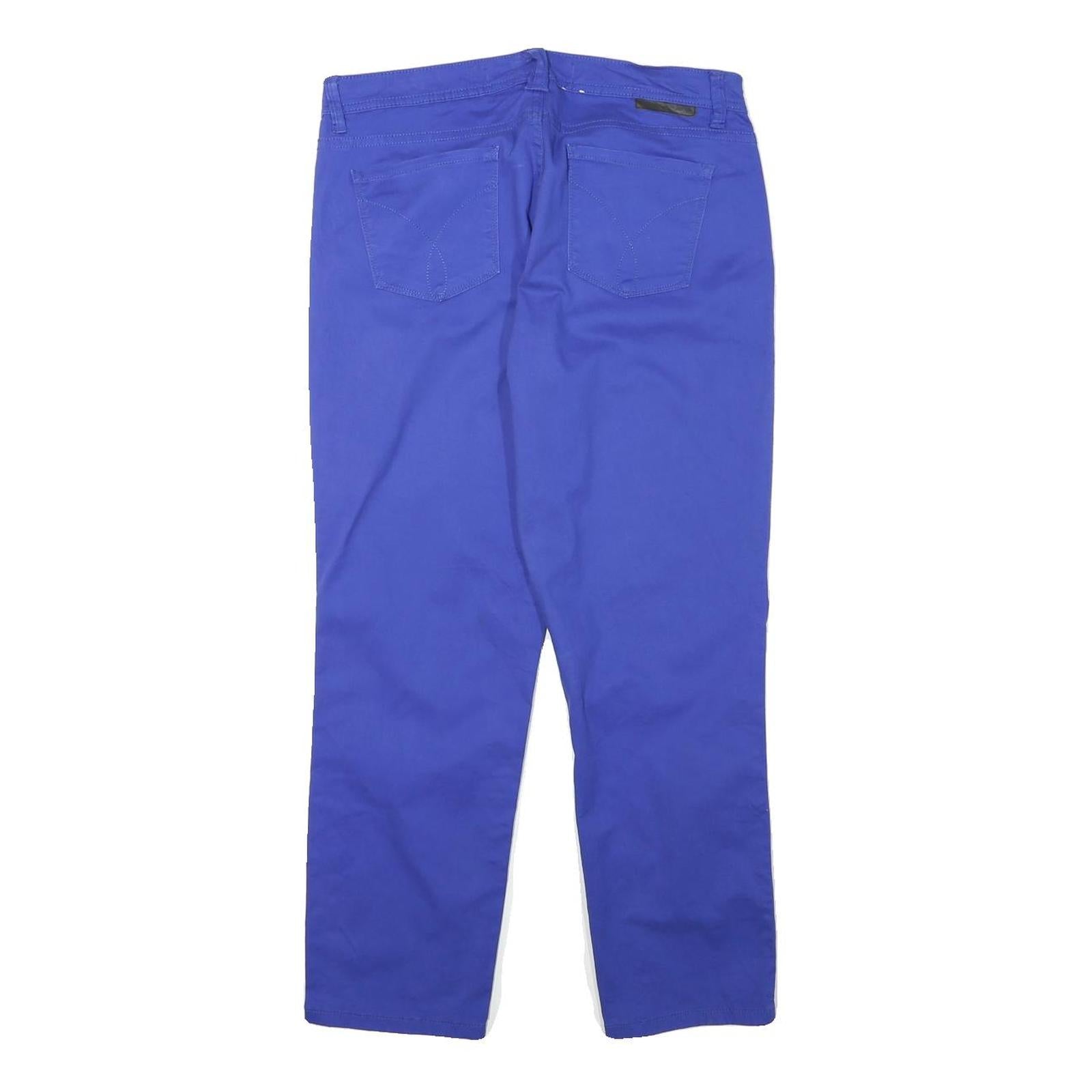 CALVIN KLEIN Womens Cotton Blend Blue Slim Slim Leg Trousers W30 L26 Casual