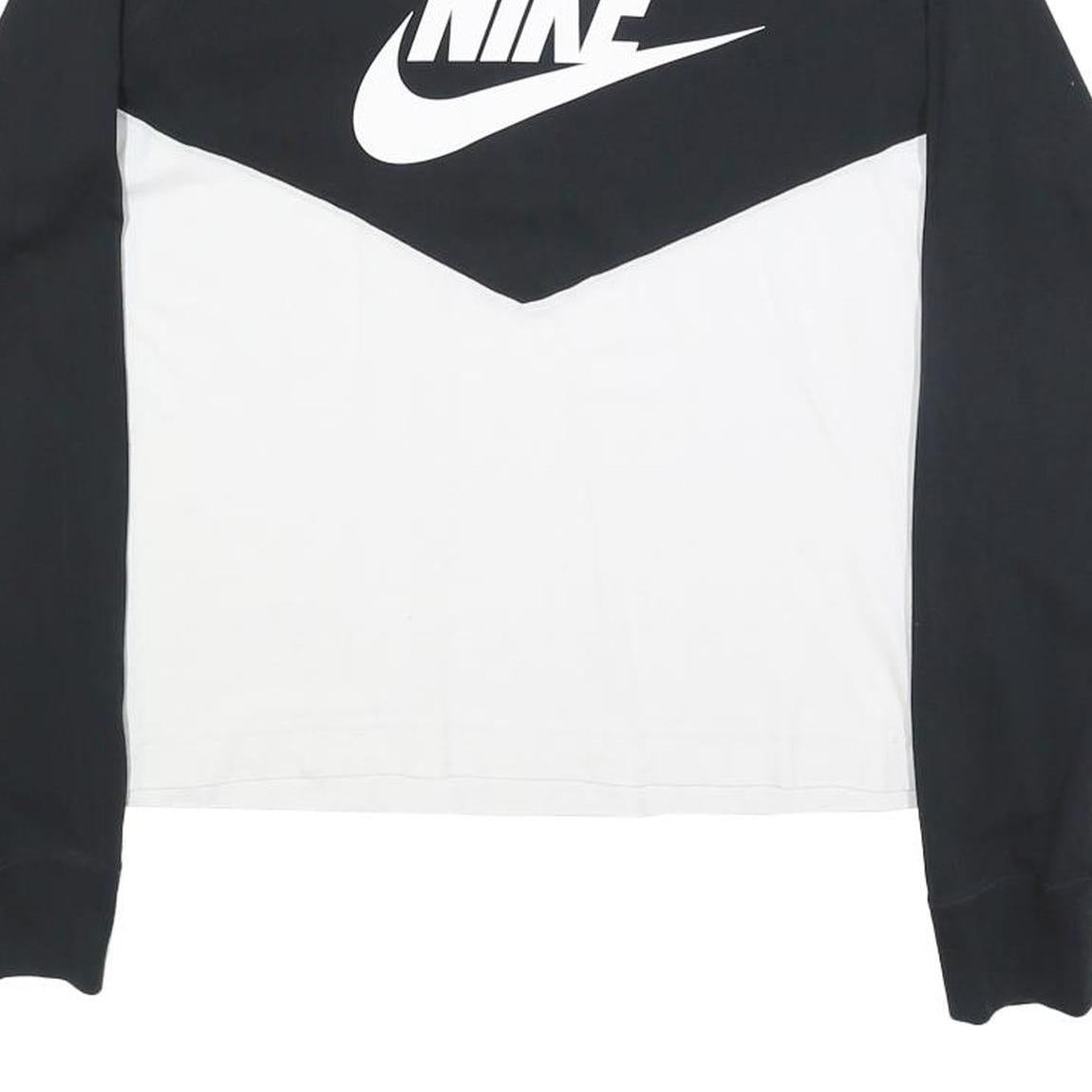 NIKE Womens Black & White Long Sleeve Crew Neck T-Shirt L Cotton Blend Casual