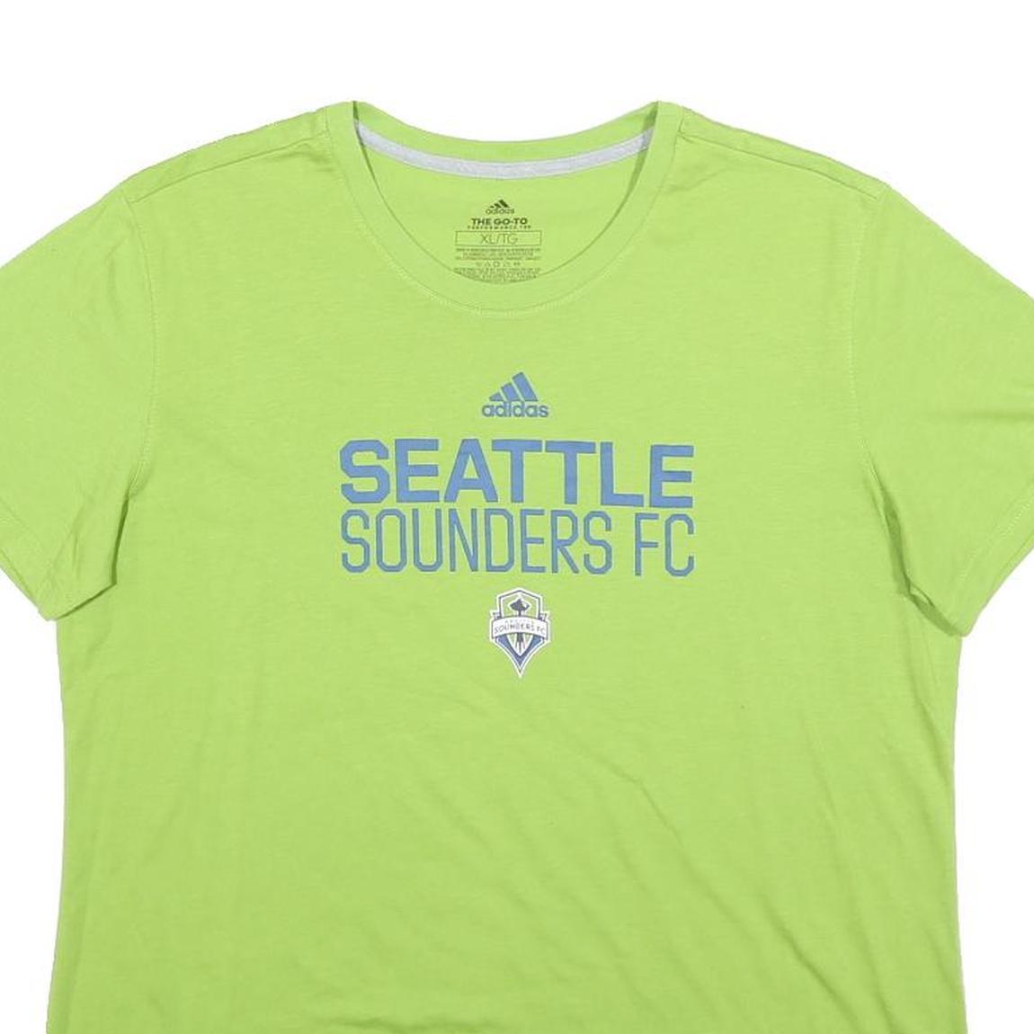ADIDAS Womens Green Seattle Sounders FC Graphic T-Shirt XL Short Sleeve Crew