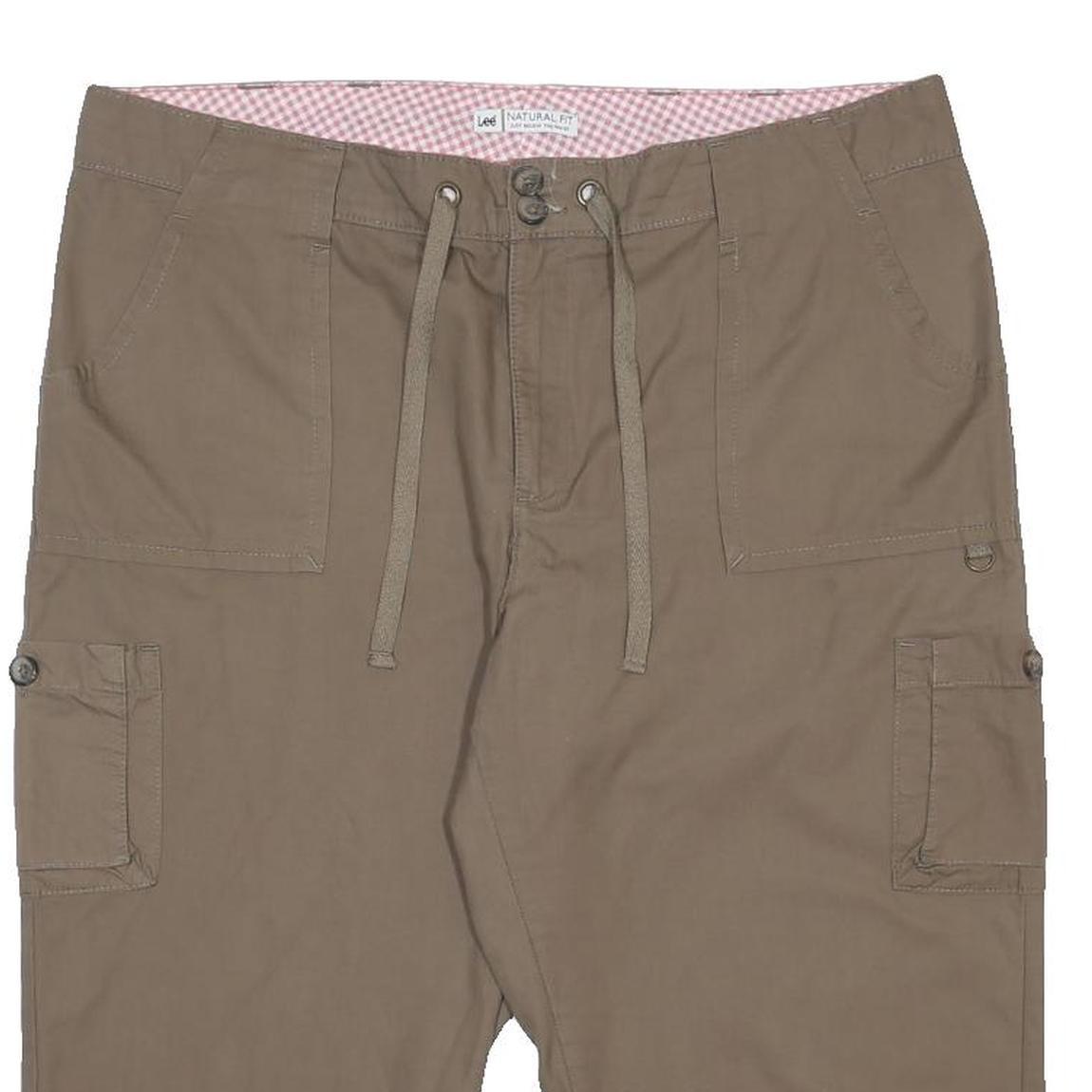 LEE Womens Cotton Beige Cargo Shorts 2XL W40 Casual Drawstring Waist